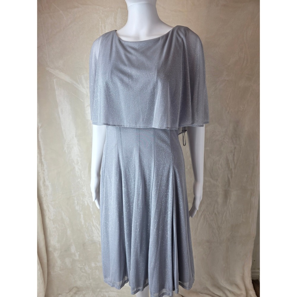 Silver Sparkle‎ Capelet Dress Women's Size 12 Party Cocktail